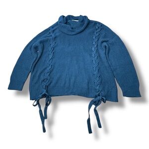 NWT Lane Bryant Knit Sweater Cowl Neck Peacock Tie Criss Cross Women’s Sz 22/24
